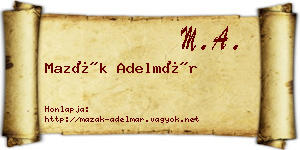 Mazák Adelmár névjegykártya